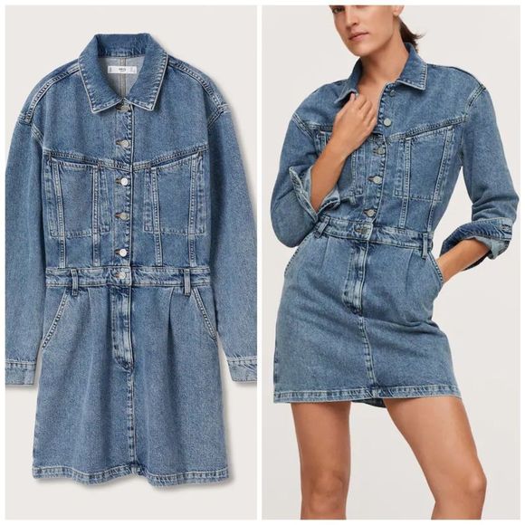 Mango Denim Dress New - Picture 1 of 8